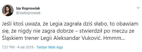 PRZEDZIWNE słowa Vukovicia na temat gry Legii w meczu ze Śląskiem